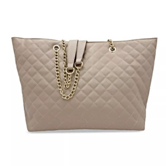 Badgley Mischka Large Quilted Tote in Taupe. NWT! - Picture 4 of 5